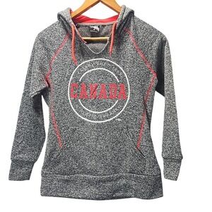 River Wear‎ Canada Hoodie Womens Small Gray Neon Orange Marled Souvenir Athletic
